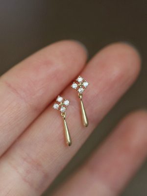 S925 Sterling Silver Plated 14K Gold Diamond Exquisite Earrings Simple Elegant All-match Earrings Artistic Earrings