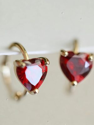 S925 Sterling Silver Plated 18K Gold French Love Pomegranate Red Earrings Women's Mini Exquisite Fashion Versatile Ear Ring
