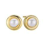 color: Gold Ring Pearl Stud Earrings