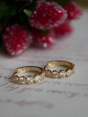 S925 Sterling Silver Plated 18K Gold Cake Edge Ear Buckle French Fine Elegant Basic Commuter Light Luxury Shiny Earrings HME