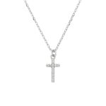 color: White gold double cross necklace