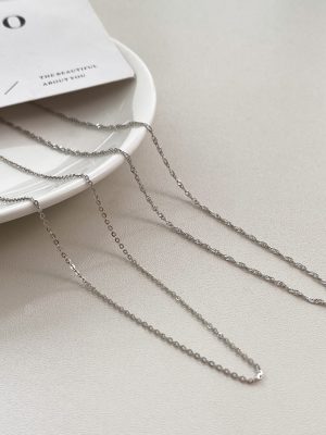 S925 Sterling Silver Necklace Women's Universal Handmade Plain Chain Simple Fashion Joker Clavicle Chain Necklace Factory Wholesale