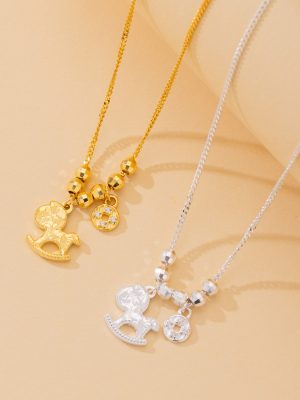 Money Now ~ s925 Sterling Silver Ice Pony Necklace Women's Lucky High Fashion Exquisite Clavicle Chain