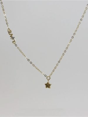 Japanese and Korean S925 Sterling Silver Plated 14K Gold Star Pendant Necklace Women's Love Letters Diamond Light Luxury All-match Clavicle Chain Ouni Na