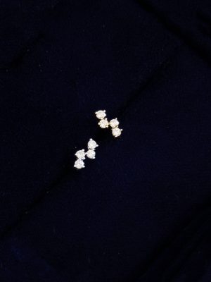 Note ~ S925 Sterling Silver Plated 18K Gold Zircon Mini Ear Nail Ear Bone Nail Design Overlapping Neutral HME