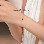 S925 Sterling Silver Gold-plated Sapphire Bracelet Women's Minimalist Ins Style Commuter All-match Light Luxury Jewelry Ouni Na