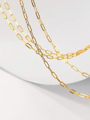 S925 Sterling Silver Plated 18K Gold Square Chain Neck Chain Clavicle Chain Ins Design Simple Atmospheric Stacked Necklace
