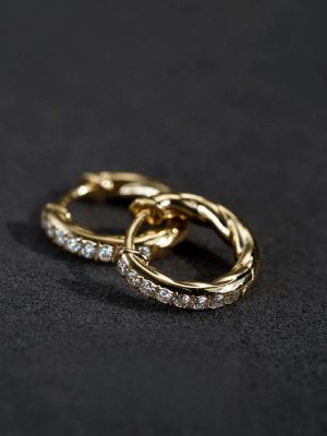 S925 Silver Plated 18K Gold Diamond Earrings Women's Light Luxury French High Fashion Elegant All-match Ear Jewelry