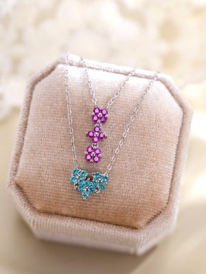 S925 Sterling Silver Love Necklace Women's French Fashion Various Wearing Method Four-leaf Clover Clavicle Chain Design Jewelry