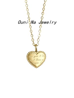 S925 Sterling Silver Plated 14K Gold Necklace Iloveyou Clavicle Chain Women Love Small Gold Pendant Girlfriend Gift Ouni Na