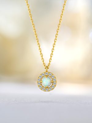 S925 sterling silver opal necklace women's light luxury exquisite inlaid opal clavicle chain design high-grade jewelry wholesale