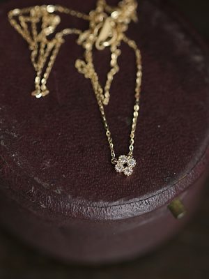 S925 Sterling Silver Plated 14K Gold Mini Cross Zircon Flower Japanese Necklace Exquisite Simple Clavicle Chain HME