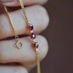S925 Sterling Silver Plated 14K Gold Garnet Red Zircon Bracelet Female Design Cuban Chain Bracelet Ouni Na