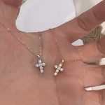 S925 Sterling Silver Plated 18K Gold Diamond-encrusted Cross Pendant Necklace Women's Ins High-grade Light-weight Versatile Clavicle Chain