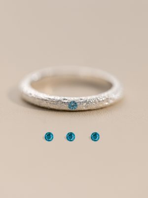 S925 Sterling Silver Texture Aquamarine Wire-drawing Ring Women's Korean Style Ins Style Design All-match High-grade Ring