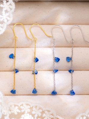 S925 sterling silver love zircon tassel ear hook women's light luxury French retro earrings temperament jewelry for girlfriends gift
