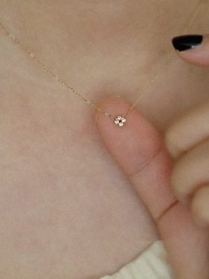 S925 Sterling Silver Plated 14K Gold Mini Cross Floral Japanese Necklace Women's All-match Diamond Clavicle Chain Ouni Na