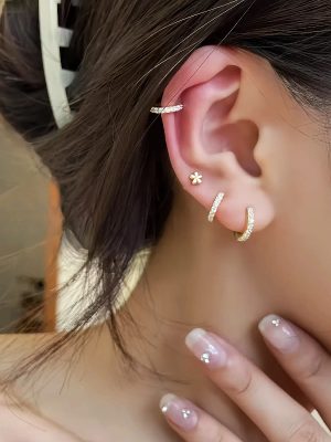 S925 Sterling Silver Plated 18K Gold Classic Rai Diamond Earrings Women's Simple Design Light Luxury High-grade All-match Earrings