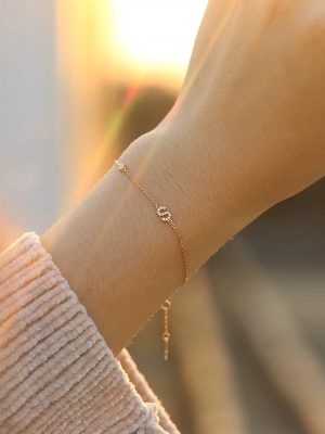 S925 Sterling Silver Plated 14K Gold English Letter Bracelet DIY Girlfriend Couple Design Diamond Jewelry Ouni Na