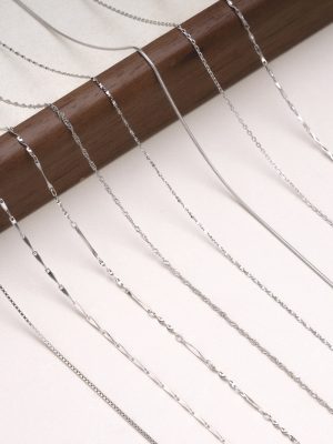 S925 sterling silver necklace simple box chain plain chain gypsophila cross chain with chain DIY Joker clavicle chain wholesale