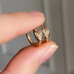 Chinese Knot 925 Silver Plated 18K Gold Tie Circle Ear Buckle Bow Tie Hao Stone Light Luxury Simple Elegant Earrings