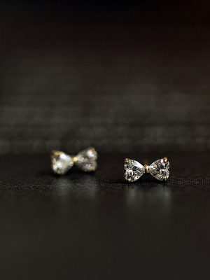 S925 Sterling Silver Plated 14K Gold Bow Micro Set Zirconium Diamond Simple Mini Artist Earrings Earrings for Women