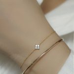 S925 Silver Plated 14K Gold Pure Silver Bracelet Women's Fine Daily Four-leaf Clover Light Luxury Design Style Chain
