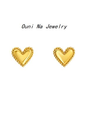 S925 Sterling Silver Plated 14K Gold Mini Love Ear Stud Elegant Simple All-match Earrings Female Ouni Na