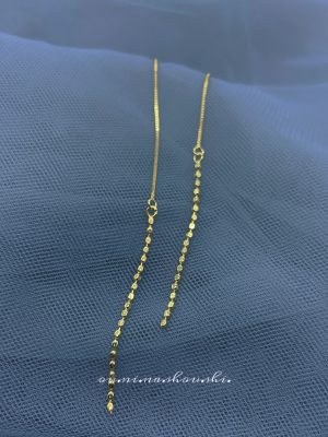 Full-body S925 Sterling Silver Plated 14K Gold Tassel Ear Line Women's High-grade Earrings Elegant All-match Long Ear Chain Earrings Ouni Na
