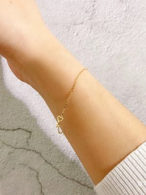 S925 Sterling Silver Plated 14k Gold Japanese and Korean Style Bracelet Women's Mini Love Small Key Design Adjustable Extremely Fine Jewelry Ouni Na