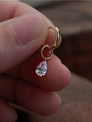 Jennie S925 Sterling Silver Plated 18K Water Drop Zircon Earrings Earrings Little Red Book Minimalist HME