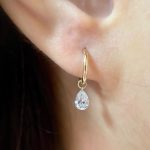 One Tear 925 Sterling Silver Plated 18K Gold Drops Zircon Earrings Buckle Ear Holes All-Match Earrings jennie Same