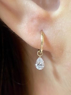 One Tear 925 Sterling Silver Plated 18K Gold Drops Zircon Earrings Buckle Ear Holes All-Match Earrings jennie Same