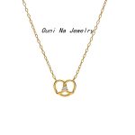 S925 Sterling Silver Plated 14K Gold Cute Alkaline Knot Hollow Diamond Simple Japanese and Korean Style Necklace Women's High Clavicle Chain Ouni Na