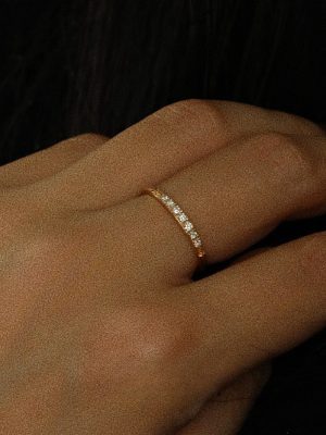 925 Sterling Silver Plated 18K Gold Geometric Rai Diamond Set Zircon Ring Bracelet Light Luxury Elegant Designer Ring