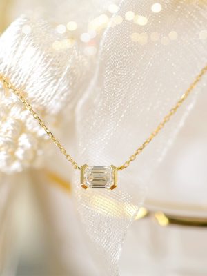 S925 Sterling Silver Plated 14K Gold Cultivated Diamond Clavicle Chain Shaped Cut Zircon Edge-set Light Luxury All-match Necklace Ouni Na