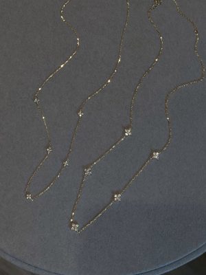 S925 Sterling Silver Plated 18K Gold Mini Edition Four-leaf Clover Gimono Zircon Necklace Simple Clavicle Chain Stacked to Wear