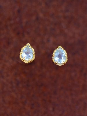 S925 Sterling Silver Natural Blue Toppa Drop Earrings Women's Fashion Light Luxury Color Treasure Ear and Bone Nails Exquisite All-match Trendy Earrings
