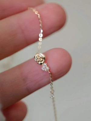 S925 Sterling Silver Plated 14K Gold Love Rose Bracelet Female Prince's Rose Extremely Fine Jewelry Gift
