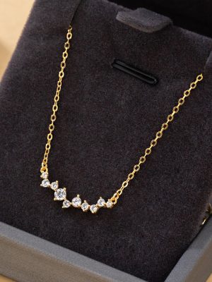 S925 Sterling Silver Smile Necklace Simple Fashion Inlaid Zircon Exquisite High-grade Diamond Stars Clavicle Chain for Women