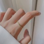 Japanese and Korean S925 Sterling Silver Plated 14K Gold Grandmother Green Open Ring Design Premium Ring Female Ouni Na