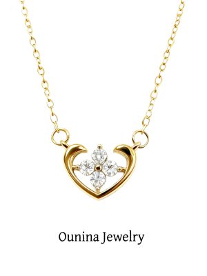 S925 Sterling Silver Plated 14K Gold Love Element Necklace Women's Classic Cross Floral Diamond-encrusted Clavicle Chain Ouni Na
