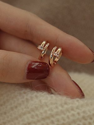 Design Ins Ear Buckle S925 Silver Plated 18K Gold DingTalk Light Luxury All-match Earrings Women Earrings Earrings