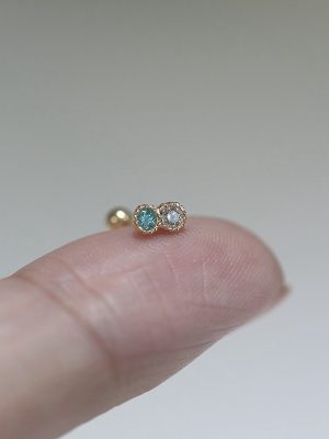 S925 Sterling Silver Plated 18K Gold Earrings Inlaid with Flash Green White Zircon Mini All-match Screw Plug Earrings HME