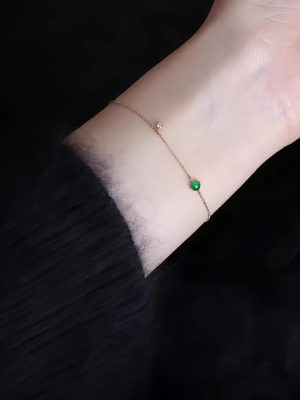 S925 Sterling Silver Plated 14K Gold Extremely Fine Emerald Zircon Bracelet Women's Design Retro Classical Jewelry