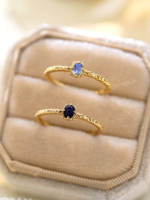 S925 Sterling Silver Plated 18K Gold Inlaid Tanzanite/Blue Sand Lazerite Ring Women's Exquisite Light Luxury Premium Ring