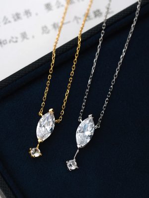 S925 Sterling Silver Inlaid Horse Eye Suspension Diamond Necklace Women's Korean Style Simple Fashionable High-grade Flash Teardrop Clavicle Chain