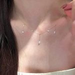 Mermaid Tears ~ S925 Sterling Silver Plated 18K Gold Drops Tassel Zircon Necklace Simple Cool Clavicle Chain
