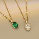 color: 18K gold + green diamond