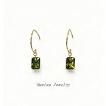 S925 Sterling Silver Plated 14K Gold Retro Light Luxury Elegant Olive Green Zircon Earrings Women's Exquisite Super Flash Small Ear Hook Ouni Na